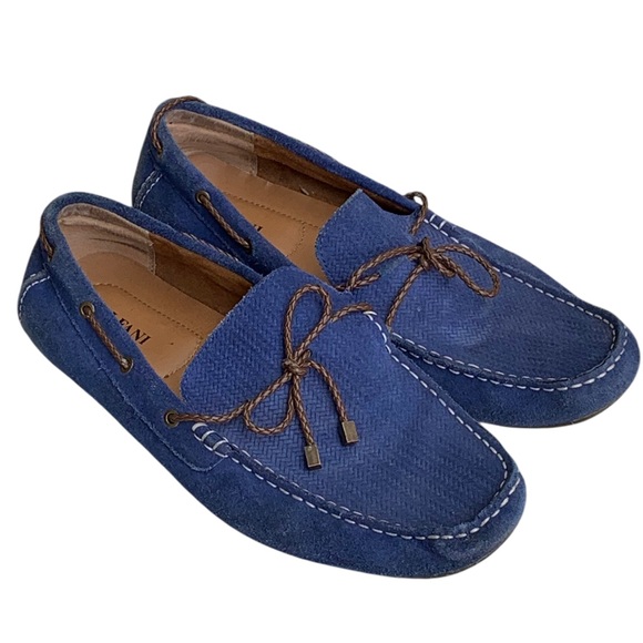 Men’s Blue Suede Leather Slip on Loafers Alfani Blake Size 11.5 - Picture 1 of 7